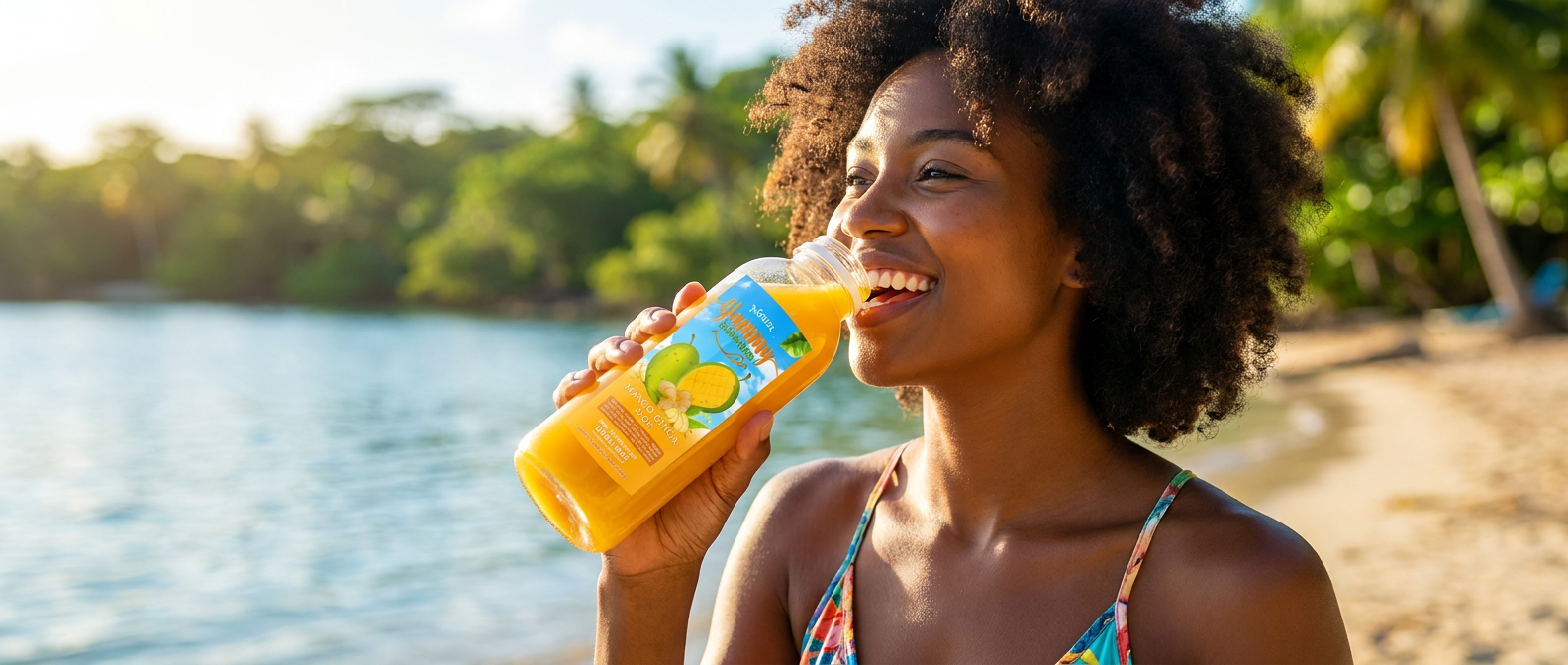 Woman enjoying Yummy Seamoss outdoors